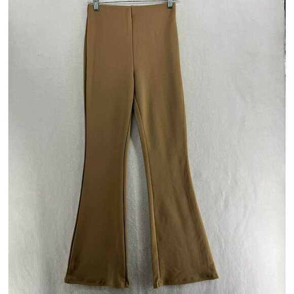 H&M Bell Bottom Pants Women's Sz S Brown Seamless Slim Fit Flare Leg Stretch - Picture 1 of 13